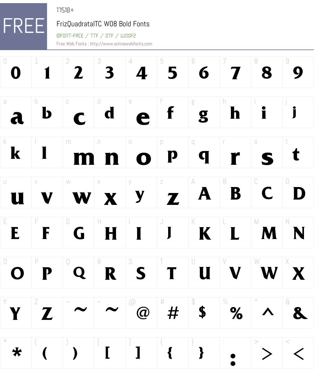 FrizQuadrataITCW08-Bold Font Screenshots
