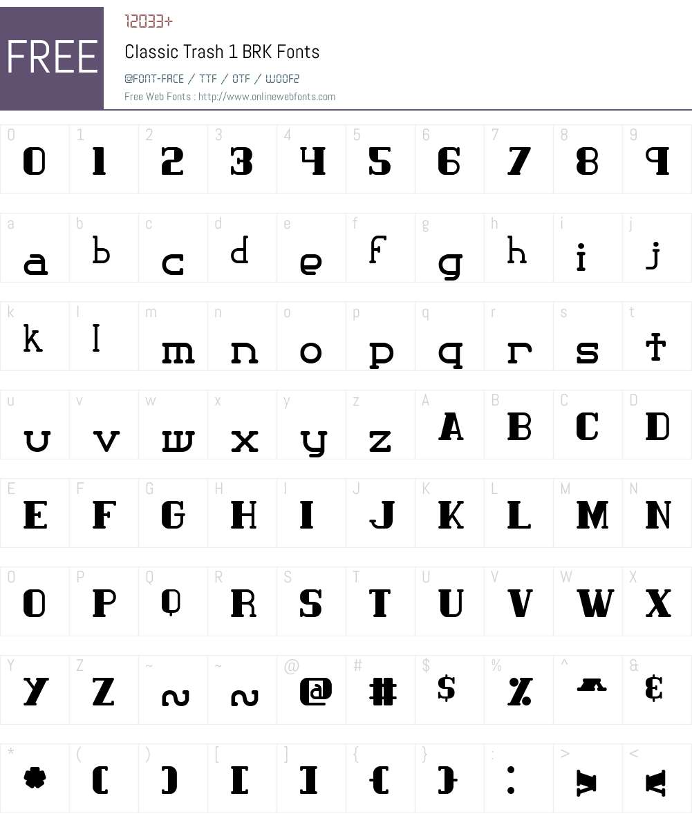 Classic Trash 1 BRK Font Screenshots