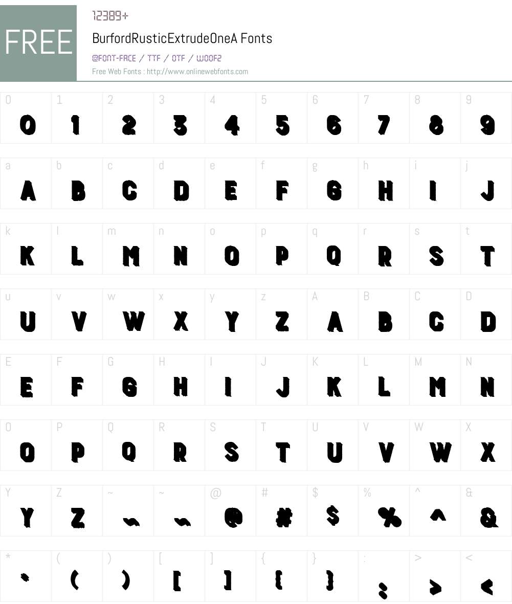 BurfordRusticExtrudeOneA Font Screenshots