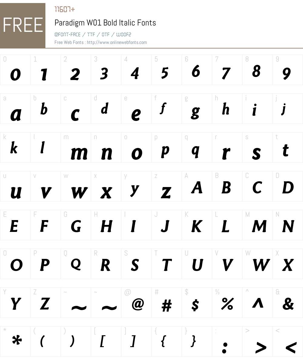 ParadigmW01-BoldItalic Font Screenshots