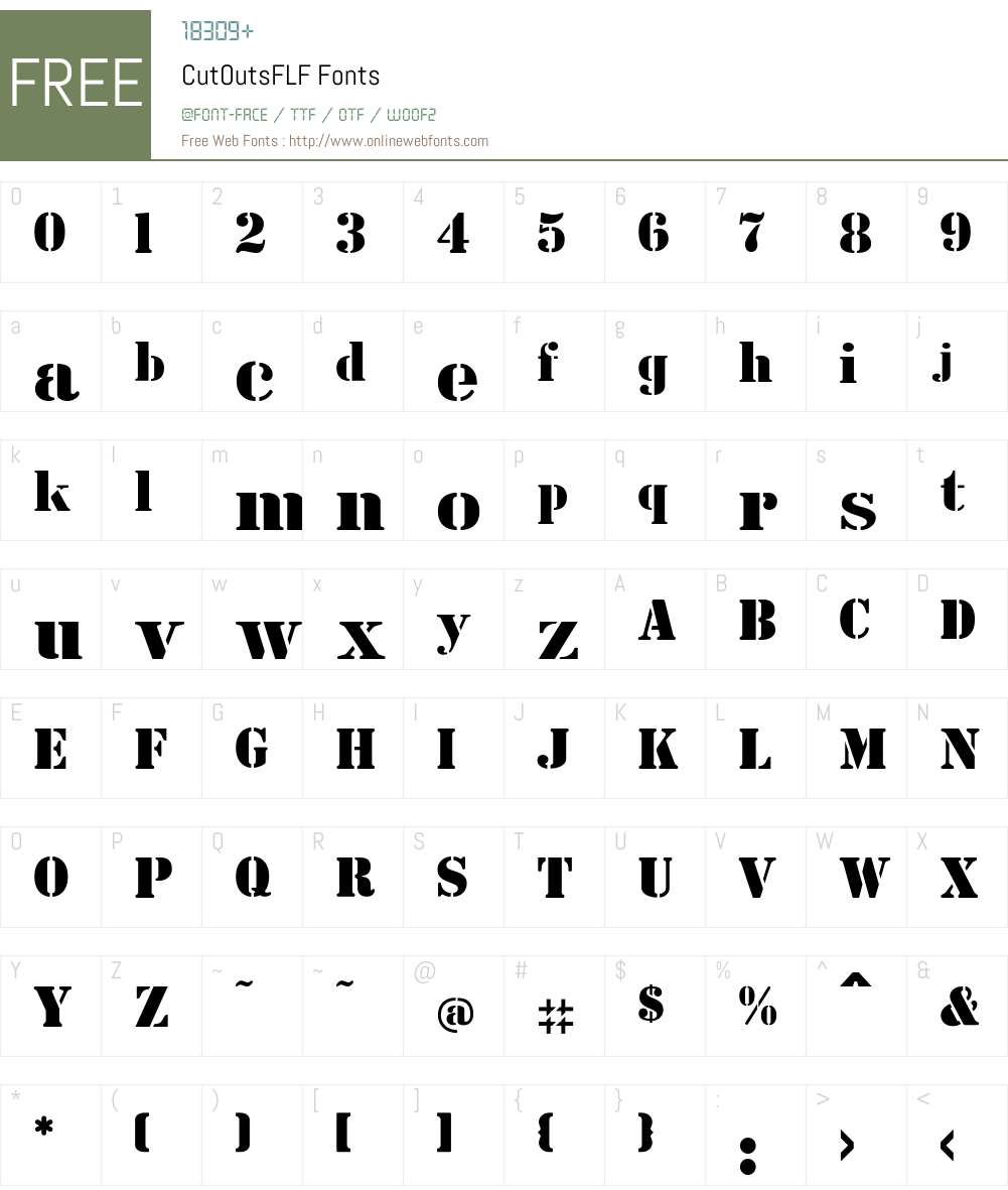 CutOutsFLF Font Screenshots
