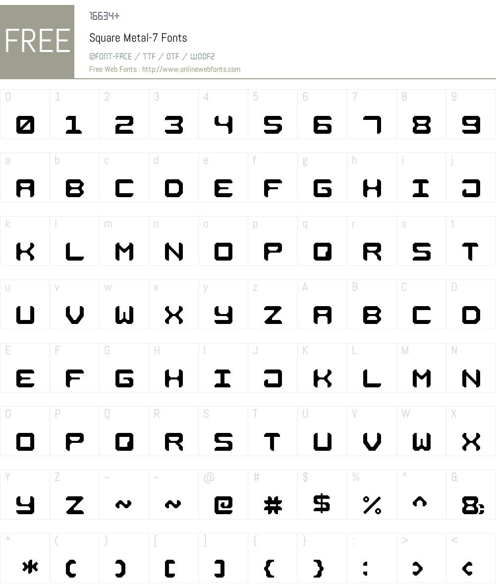 Square Metal-7 Font Screenshots