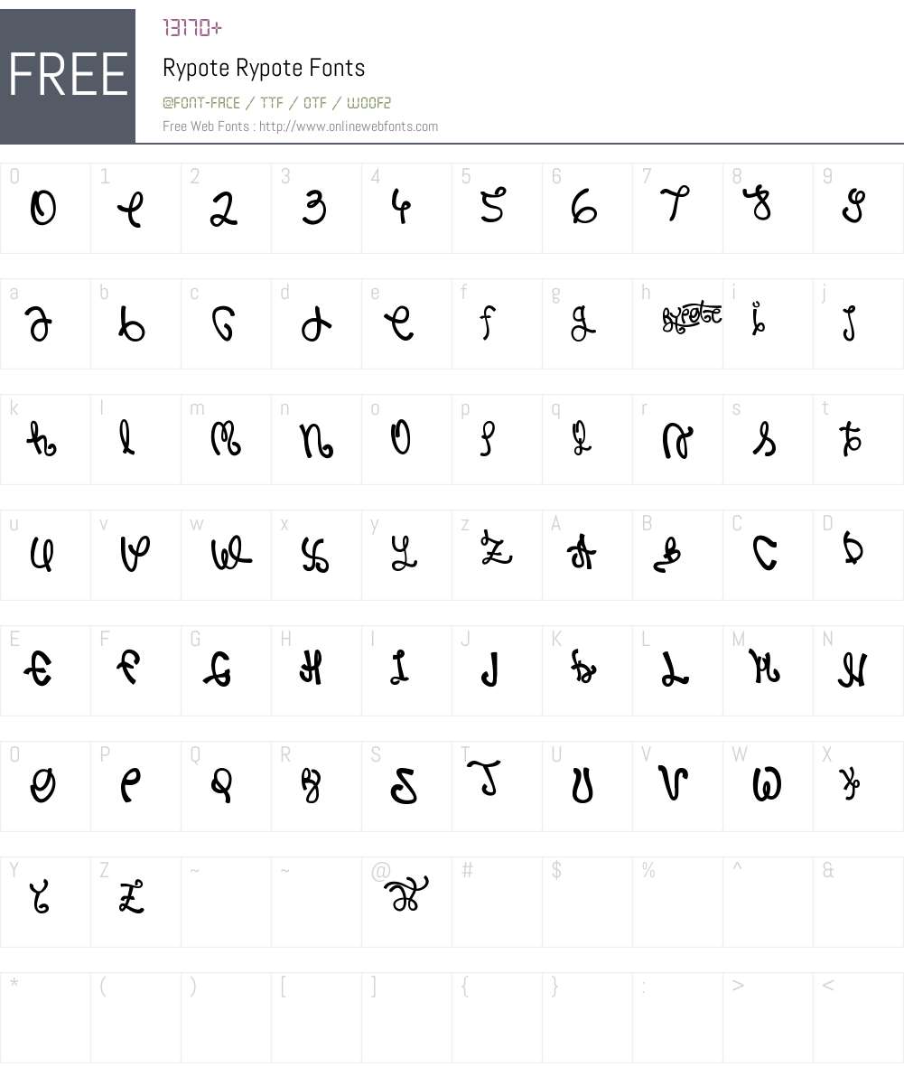 Rypote Font Screenshots