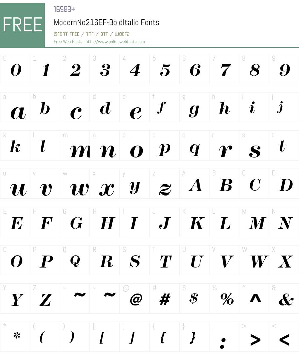 ModernNo216EF Font Screenshots