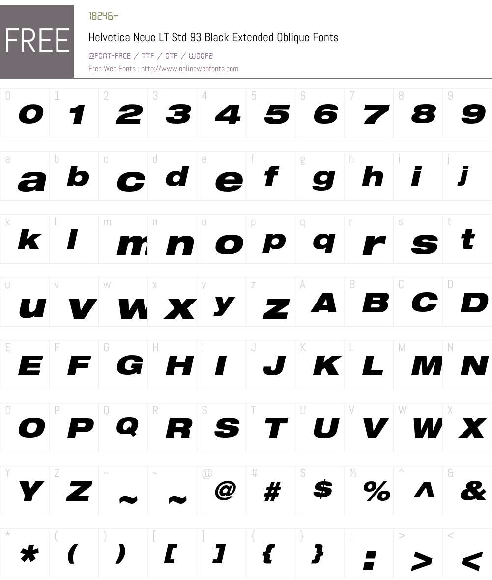 Helvetica Neue LT Std Font Screenshots