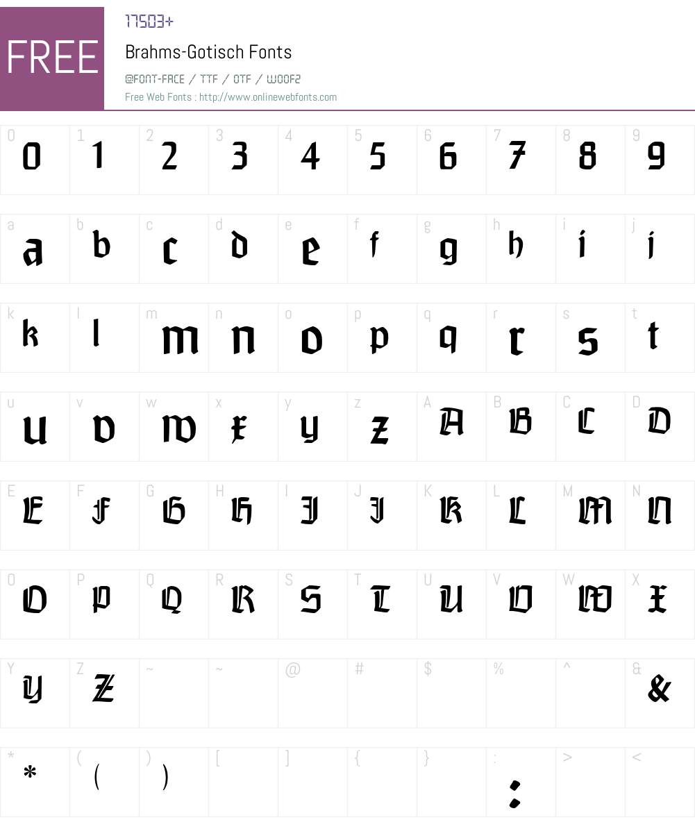 Brahms-Gotisch Font Screenshots