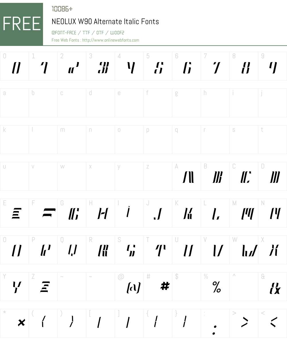 NEOLUXW90-AlternateItalic Font Screenshots