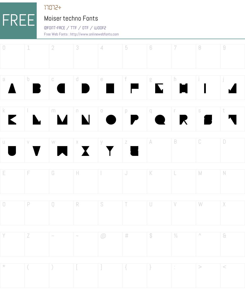 Moiser techno Font Screenshots