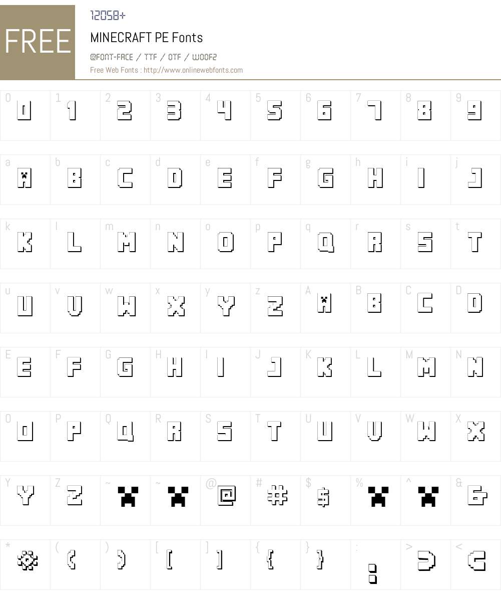 Minecraft PE font by KiddieFonts