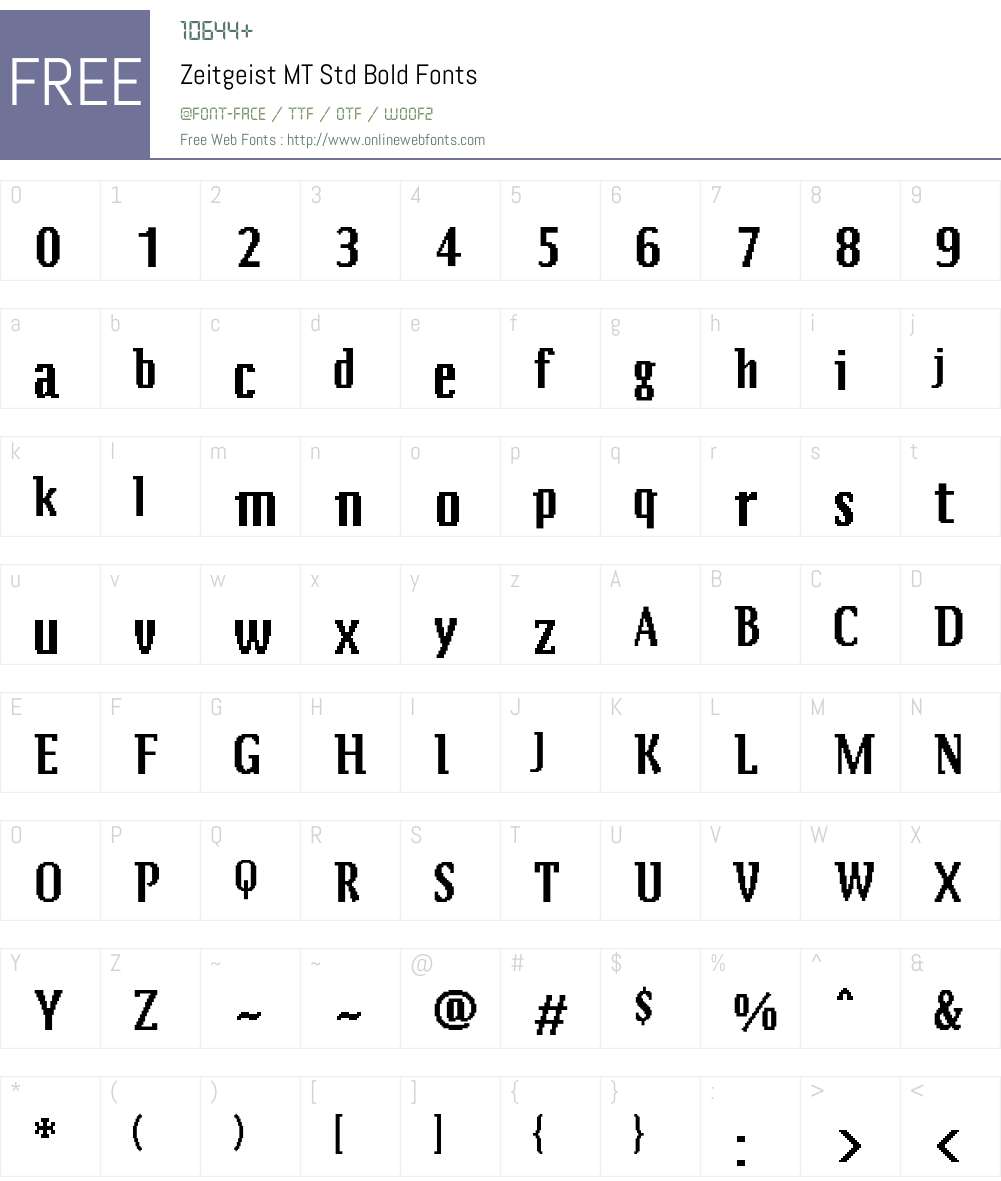 Zeitgeist MT Std Font Screenshots