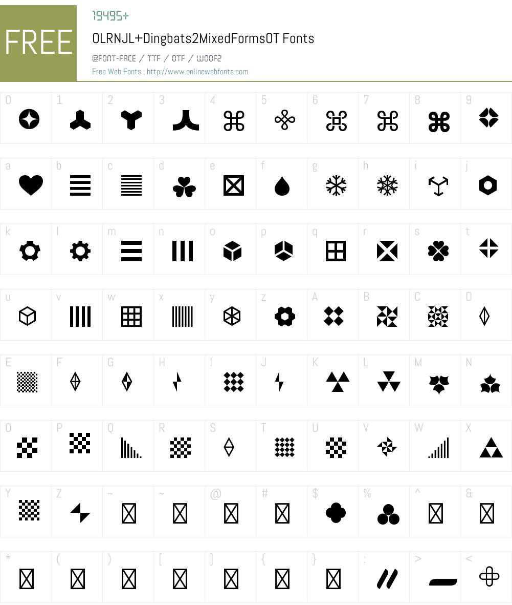 OLRNJL+Dingbats2MixedFormsOT Font Screenshots