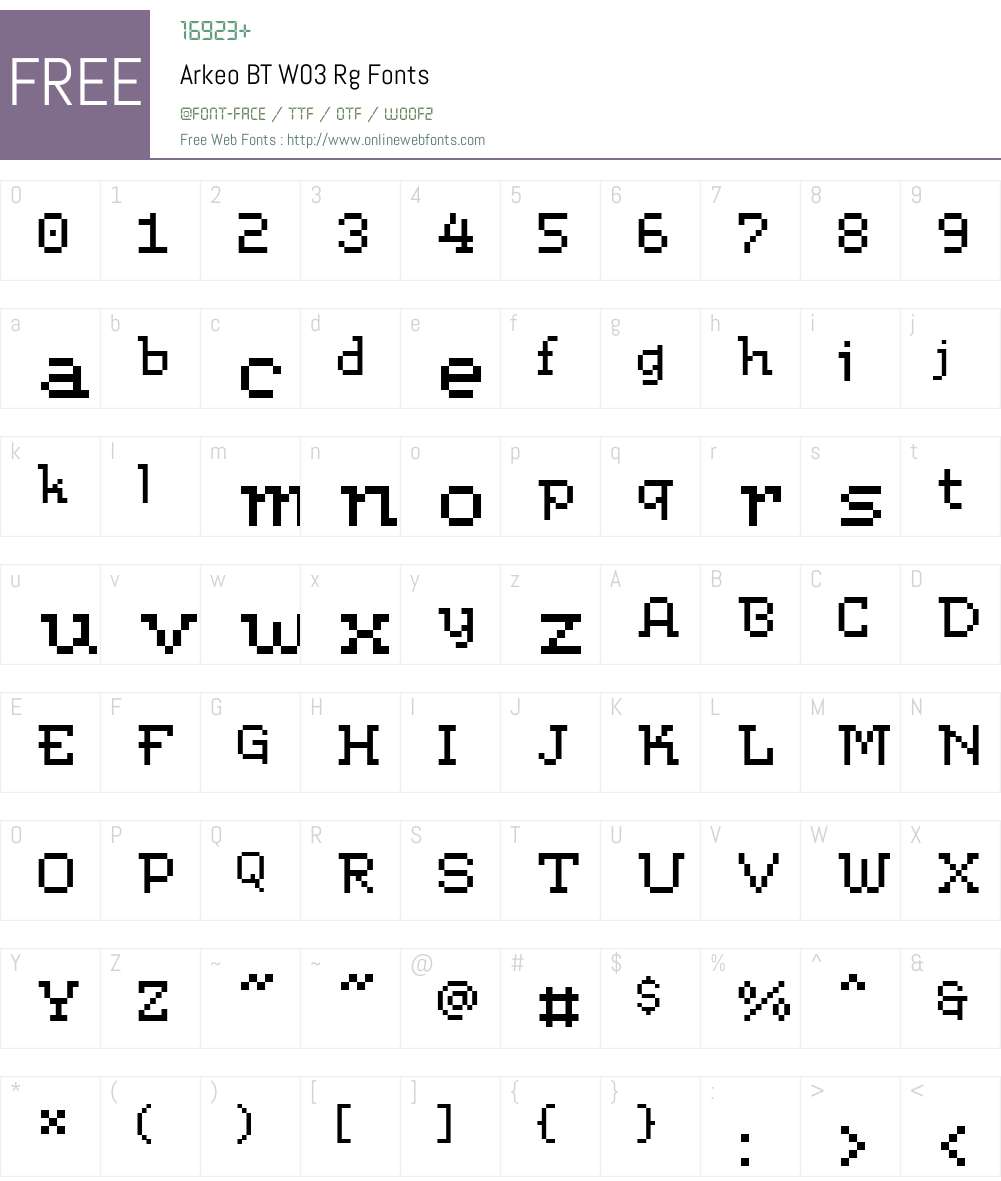 Arkeo BT Font Screenshots