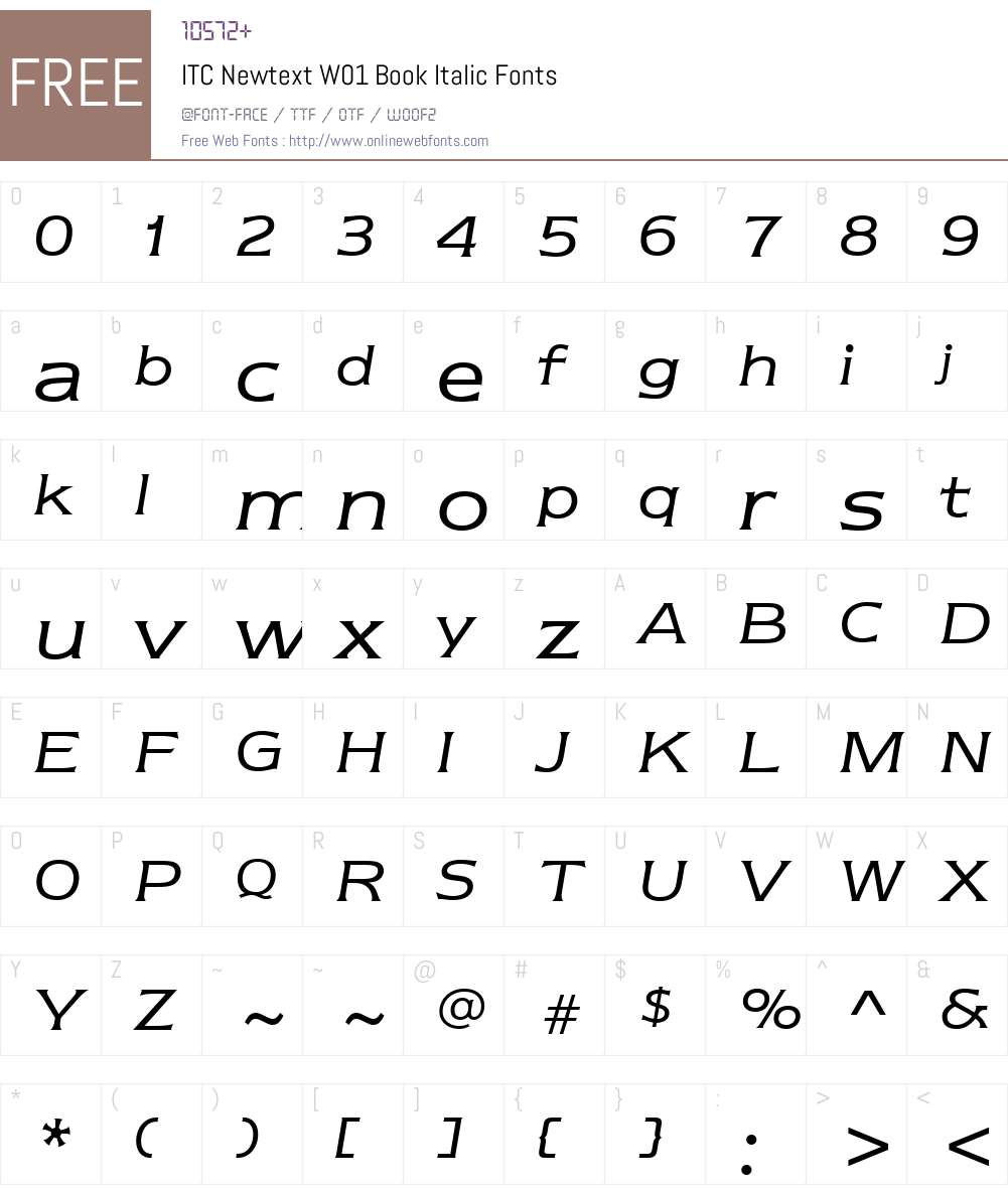 ITCNewtextW01-BookItalic Font Screenshots