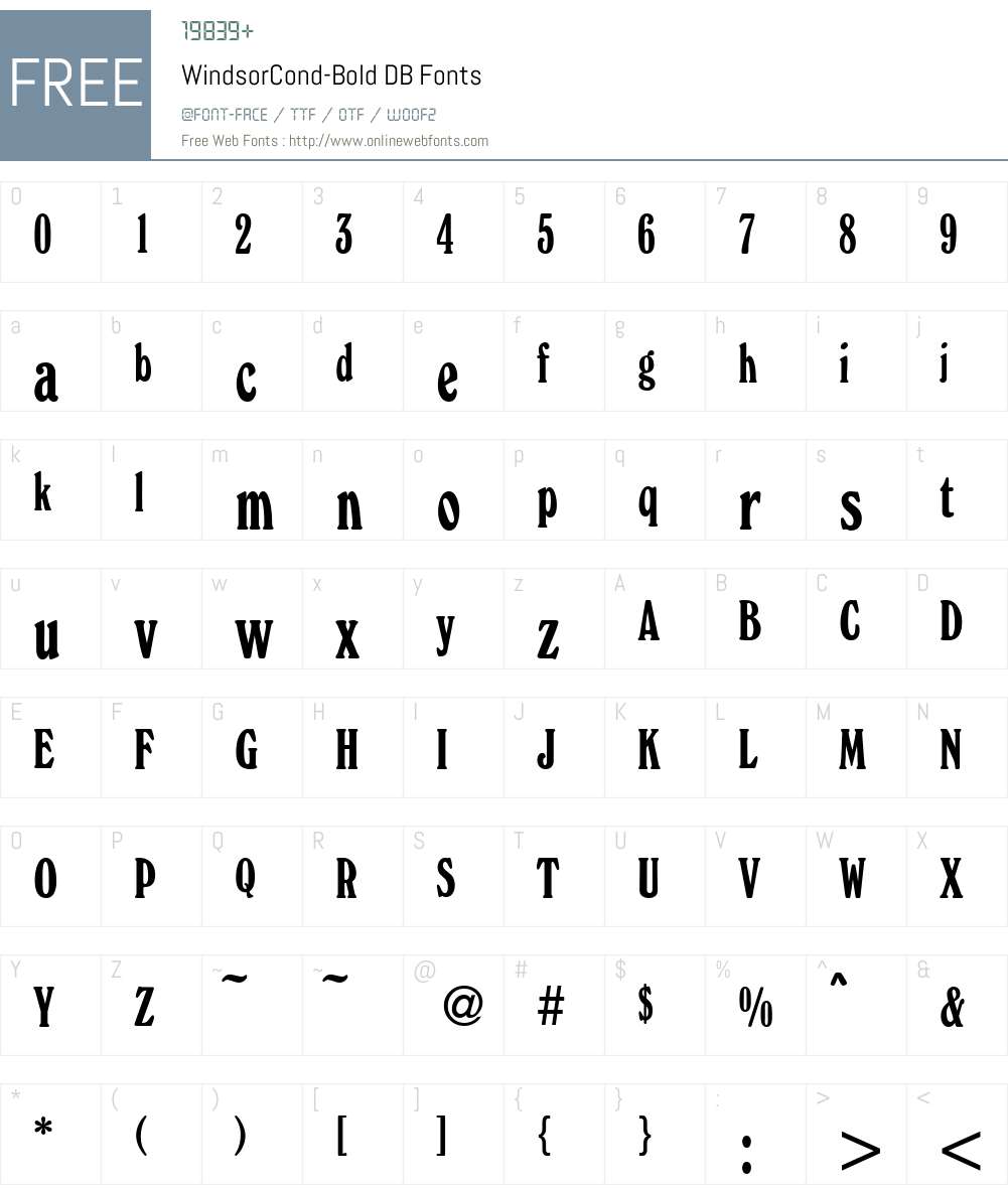 WindsorCond DB Font Screenshots