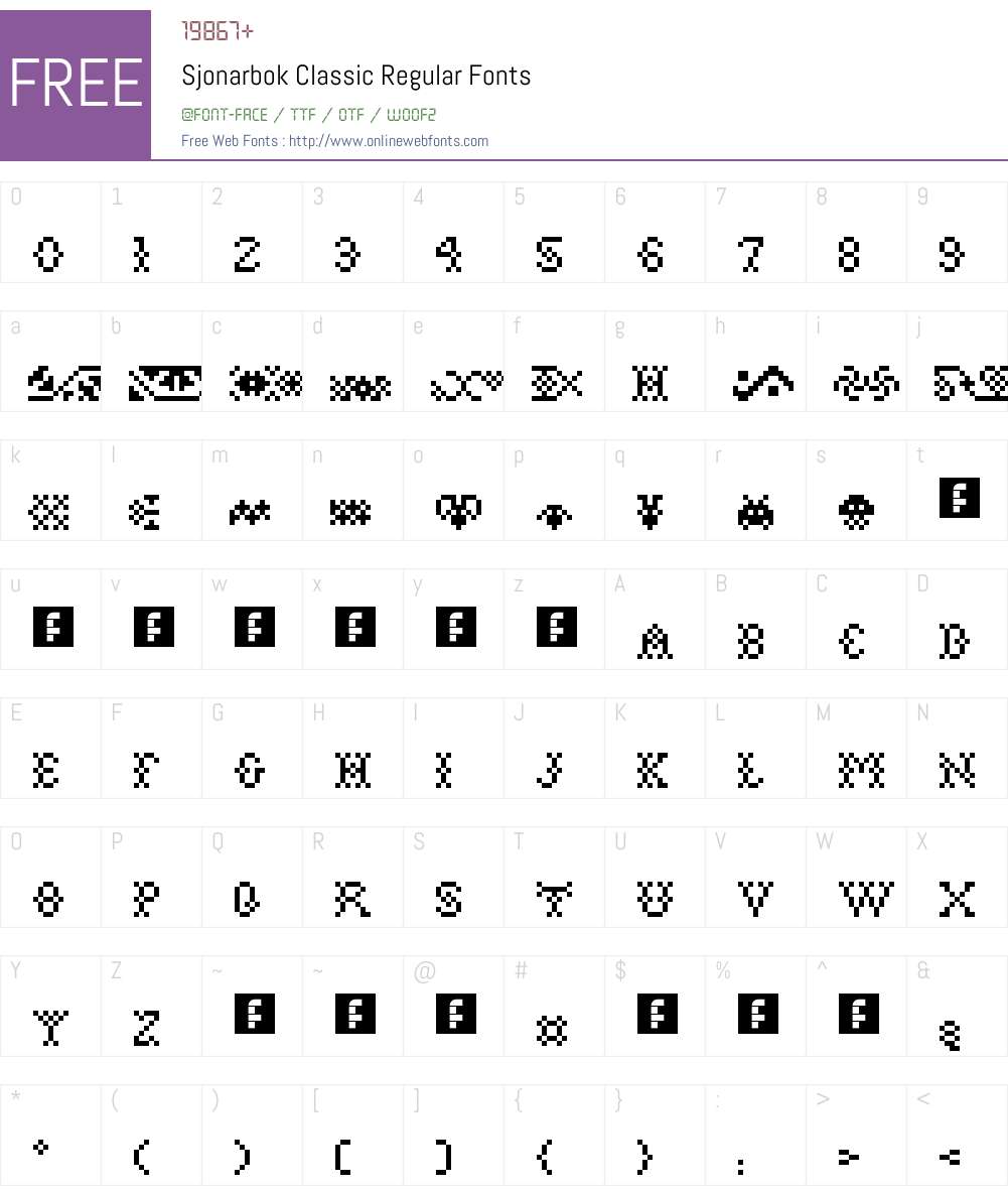 Sjonarbok Classic Font Screenshots