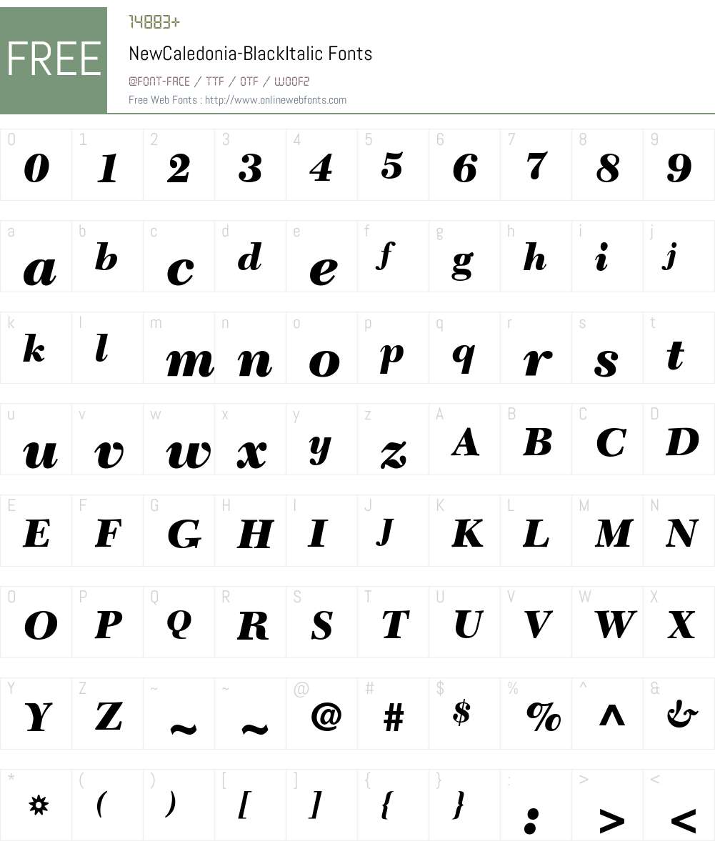 NewCaledonia Font Screenshots
