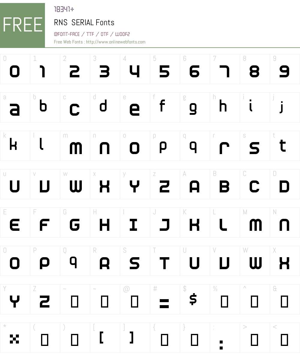 RNS SERIAL Font Screenshots