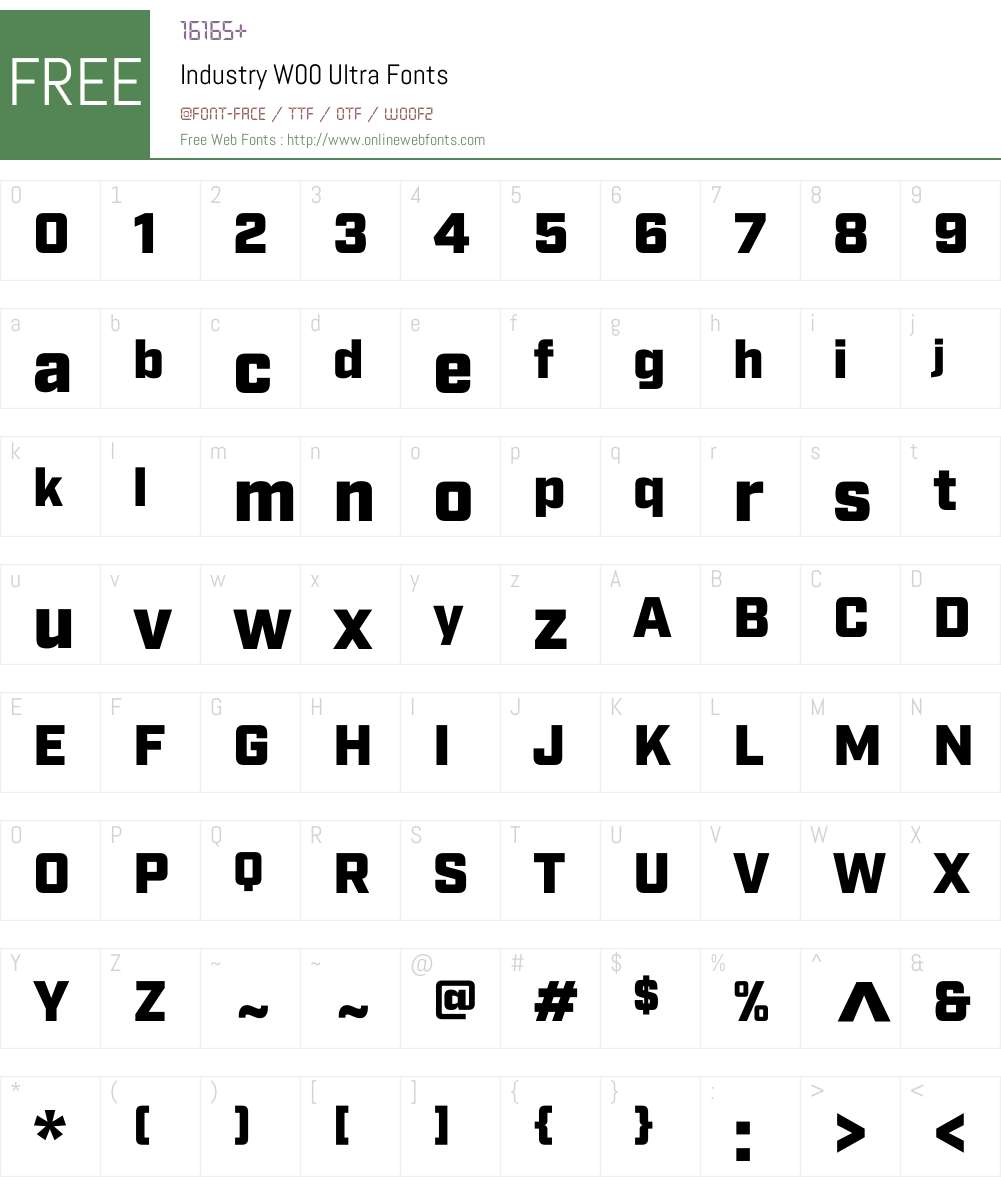 IndustryW00-Ultra Font Screenshots