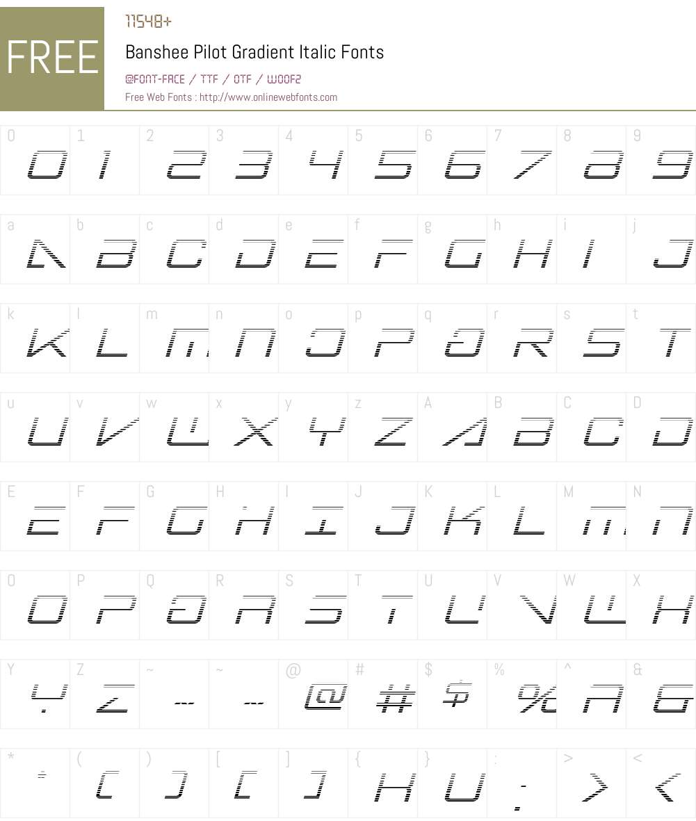 Banshee Pilot Gradient Italic Font Screenshots