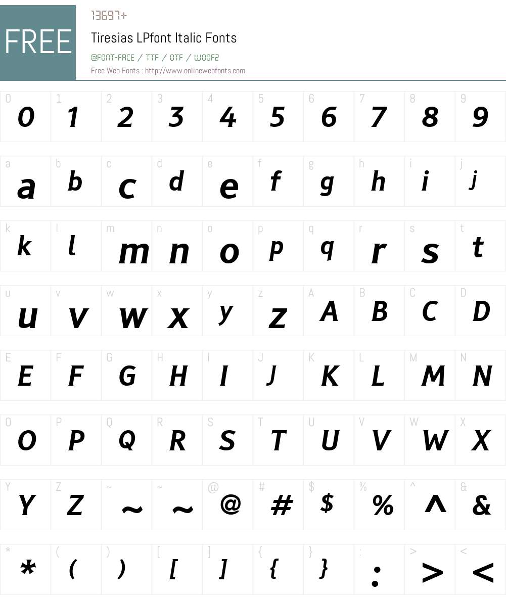 Tiresias LPfont Italic Macromedia Fontographer 4.1.3 31/5/02 Fonts Free