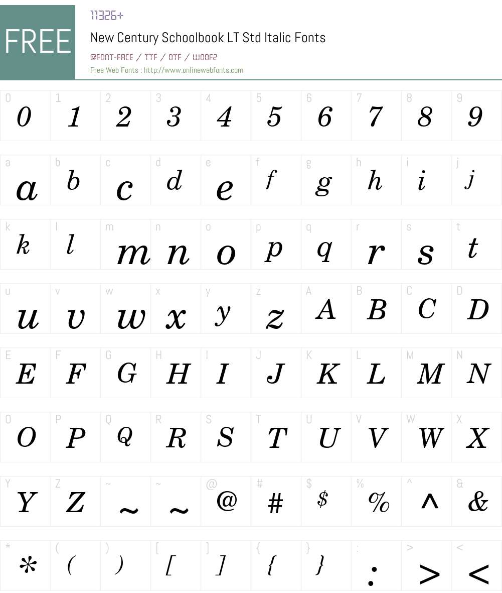 New Century Schoolbook LT Std Font Screenshots