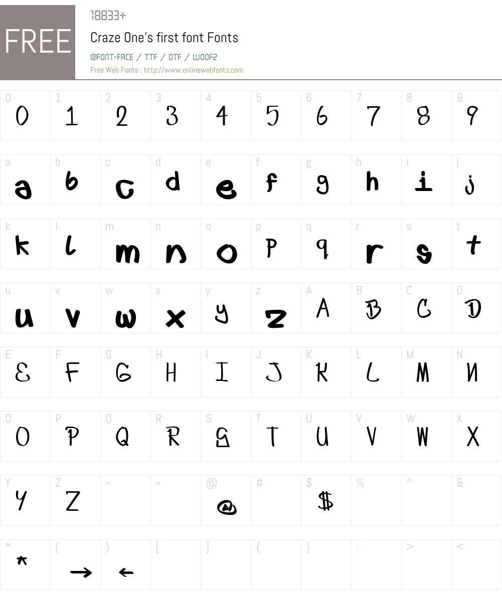 Craze One's first font Font Screenshots