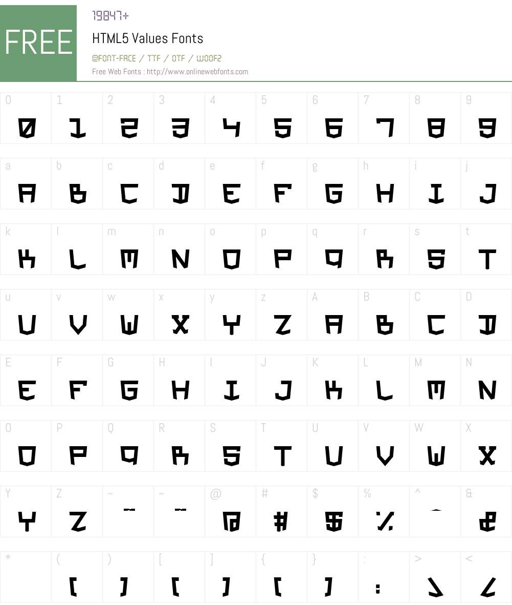 HTML5 Values 001.000 Fonts Free Download - OnlineWebFonts.COM