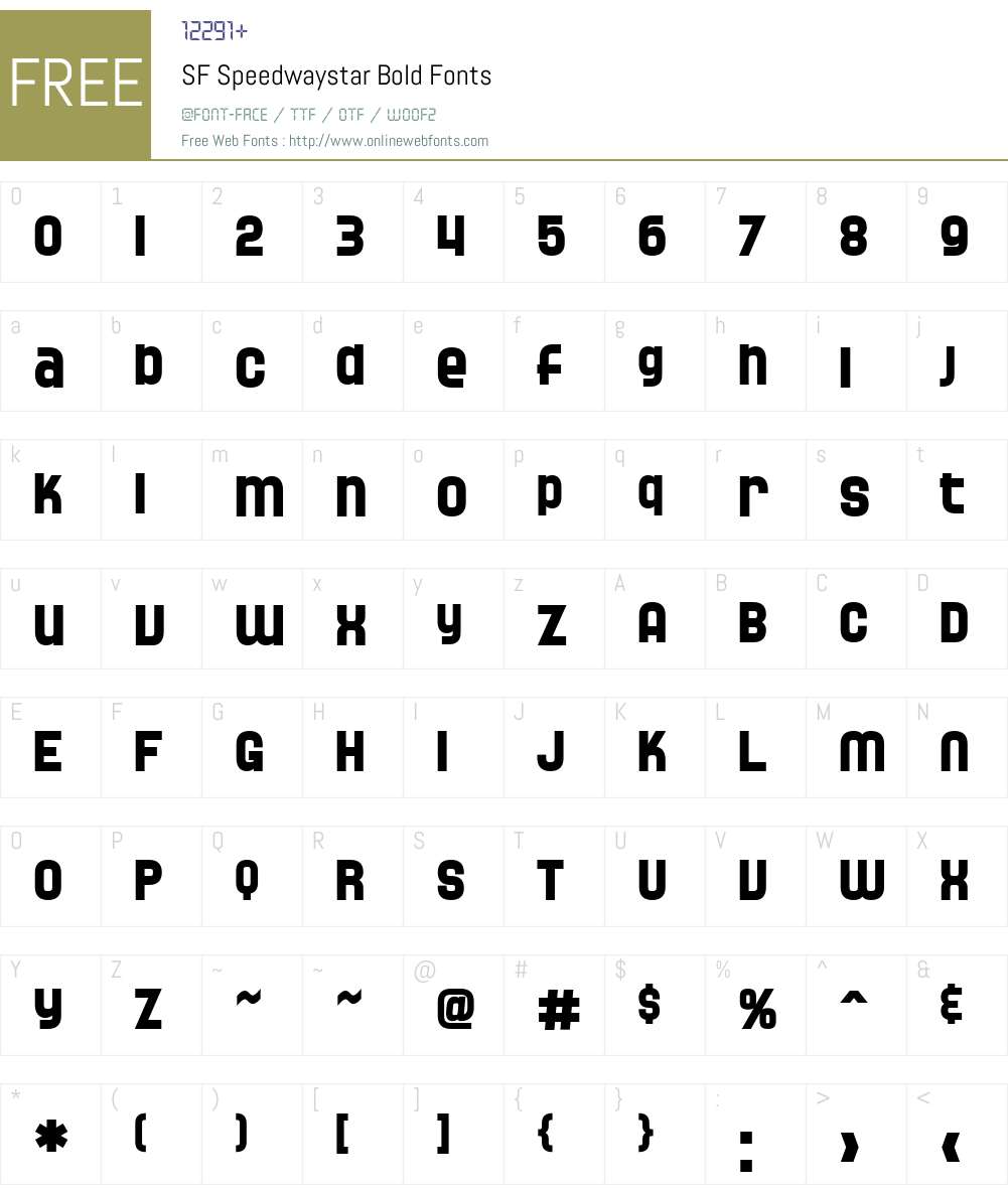 SF Speedwaystar Font Screenshots