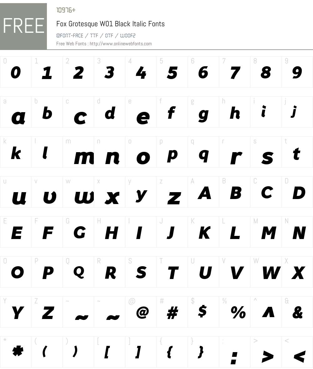 FoxGrotesqueW01-BlackItalic Font Screenshots