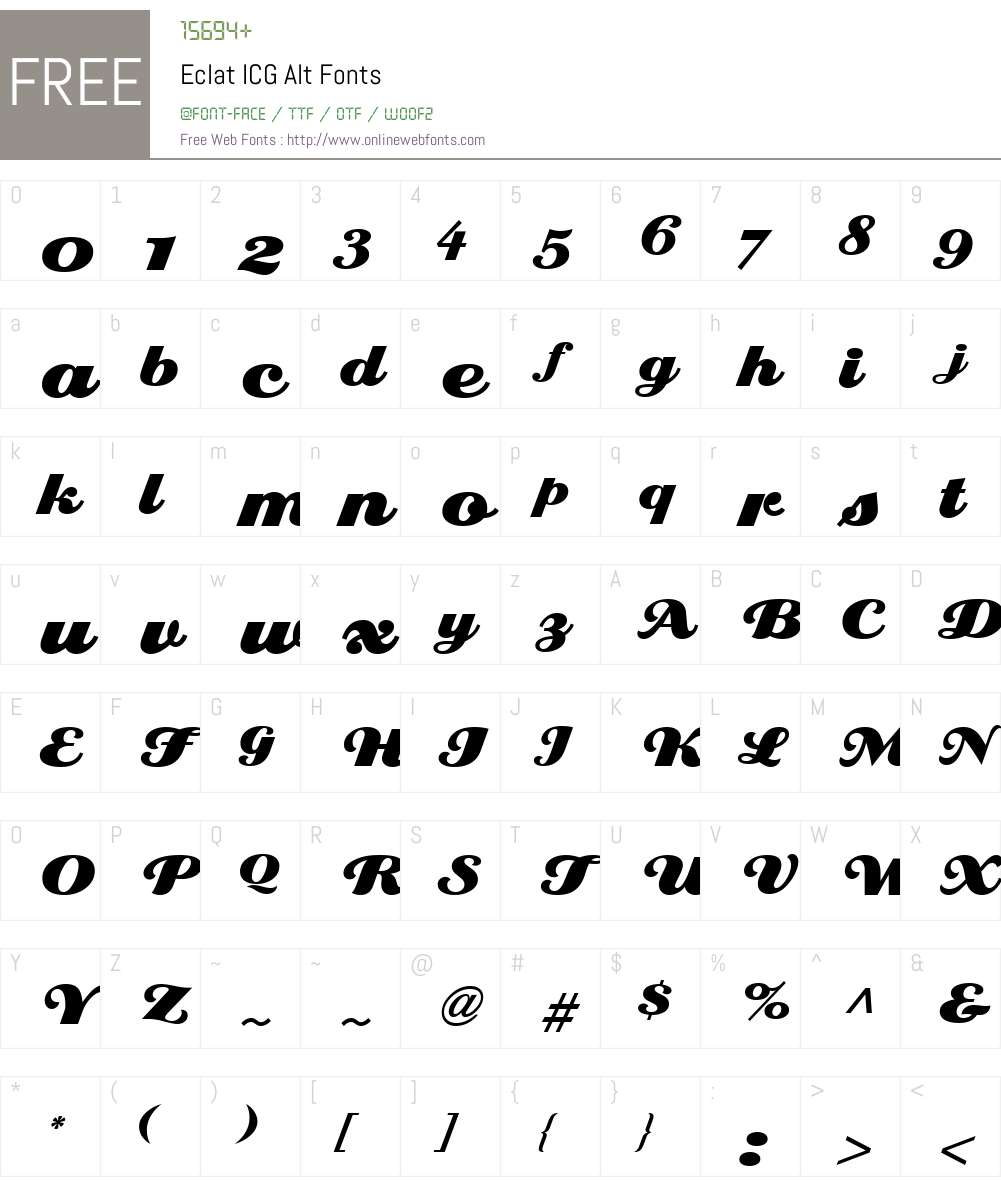 Eclat ICG Font Screenshots