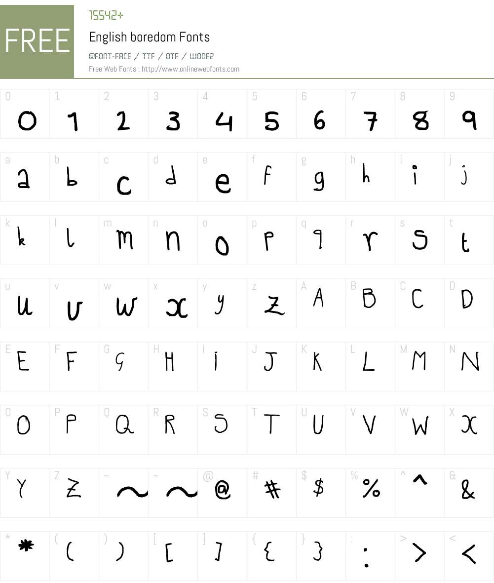 English boredom Font Screenshots