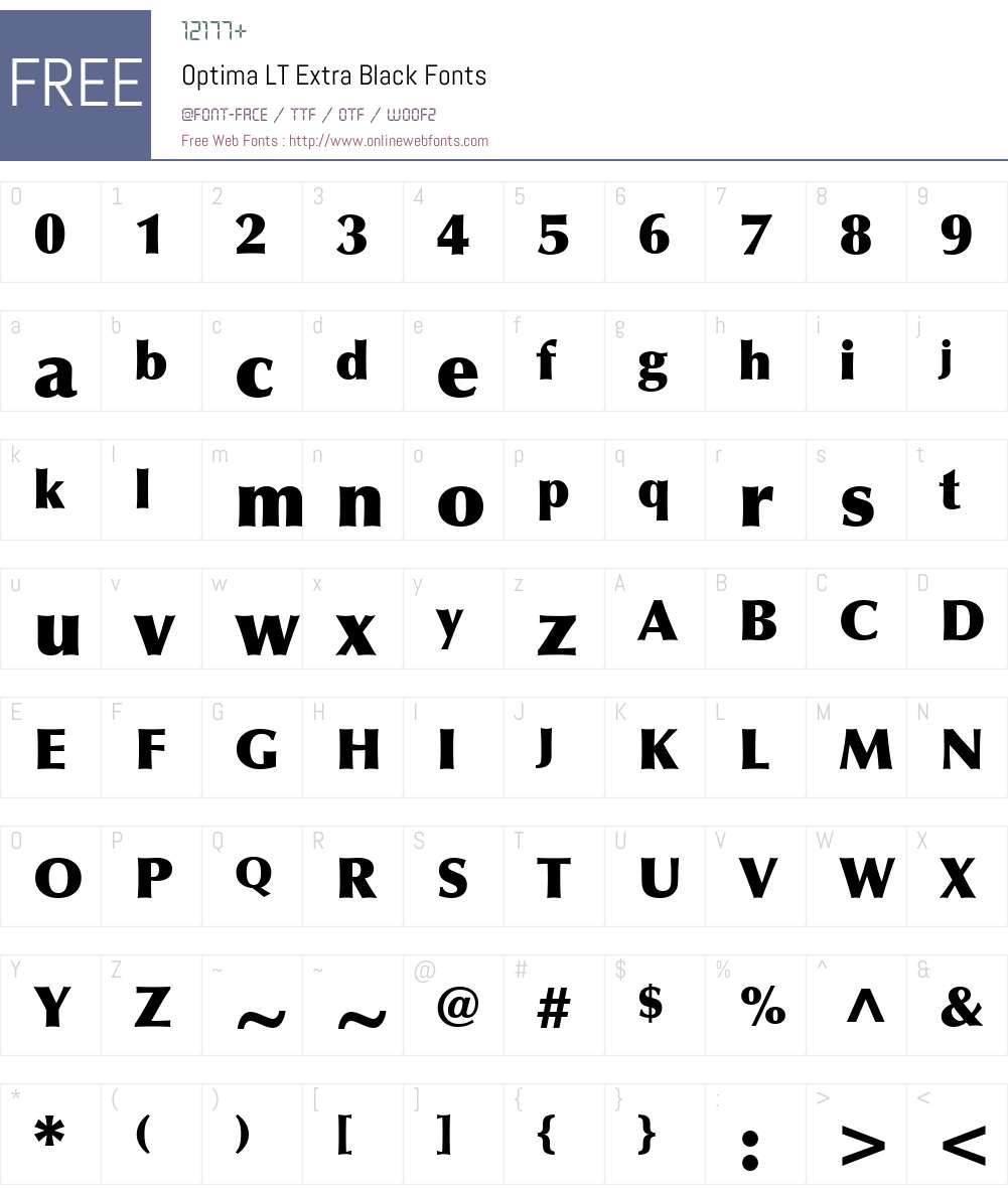 Optima LT ExtraBlack Font Screenshots