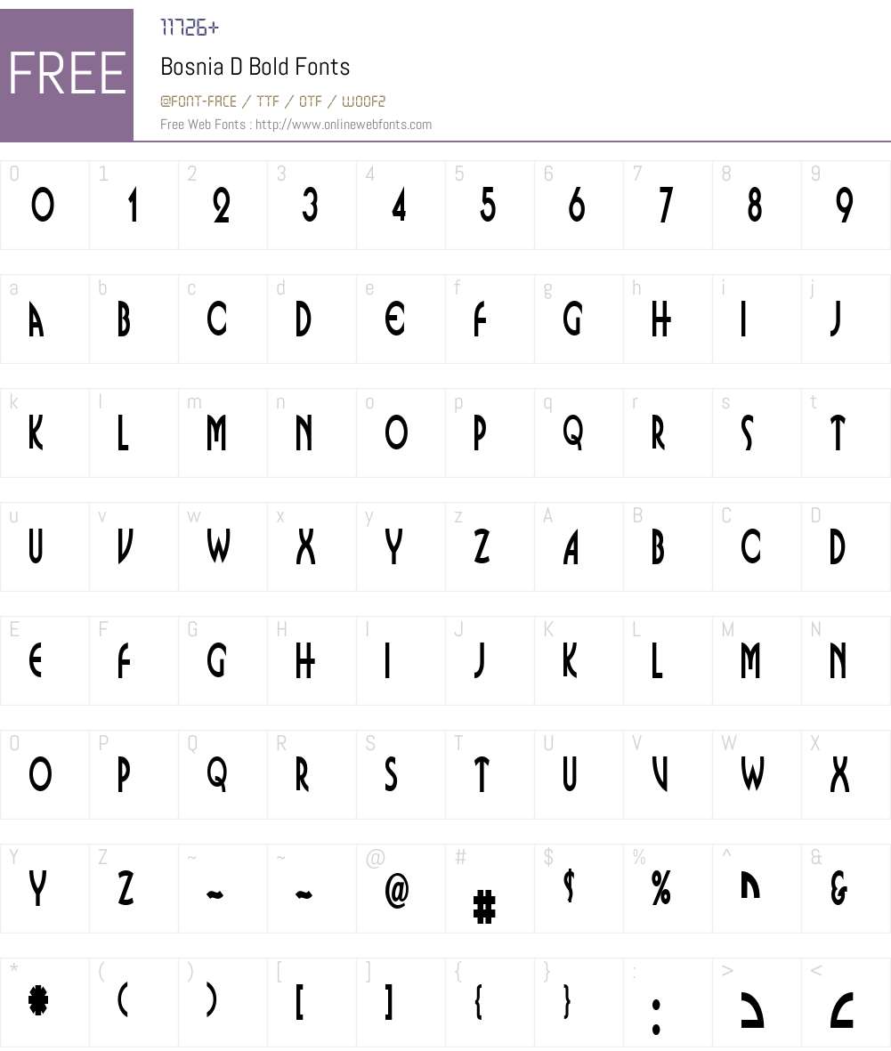 Bosnia D Font Screenshots
