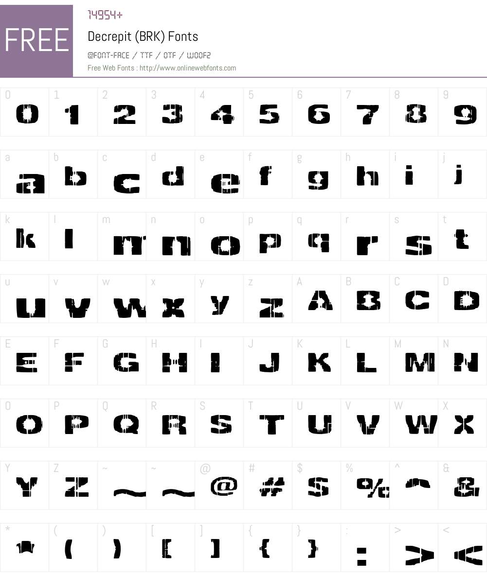 Decrepit (BRK) Font Screenshots