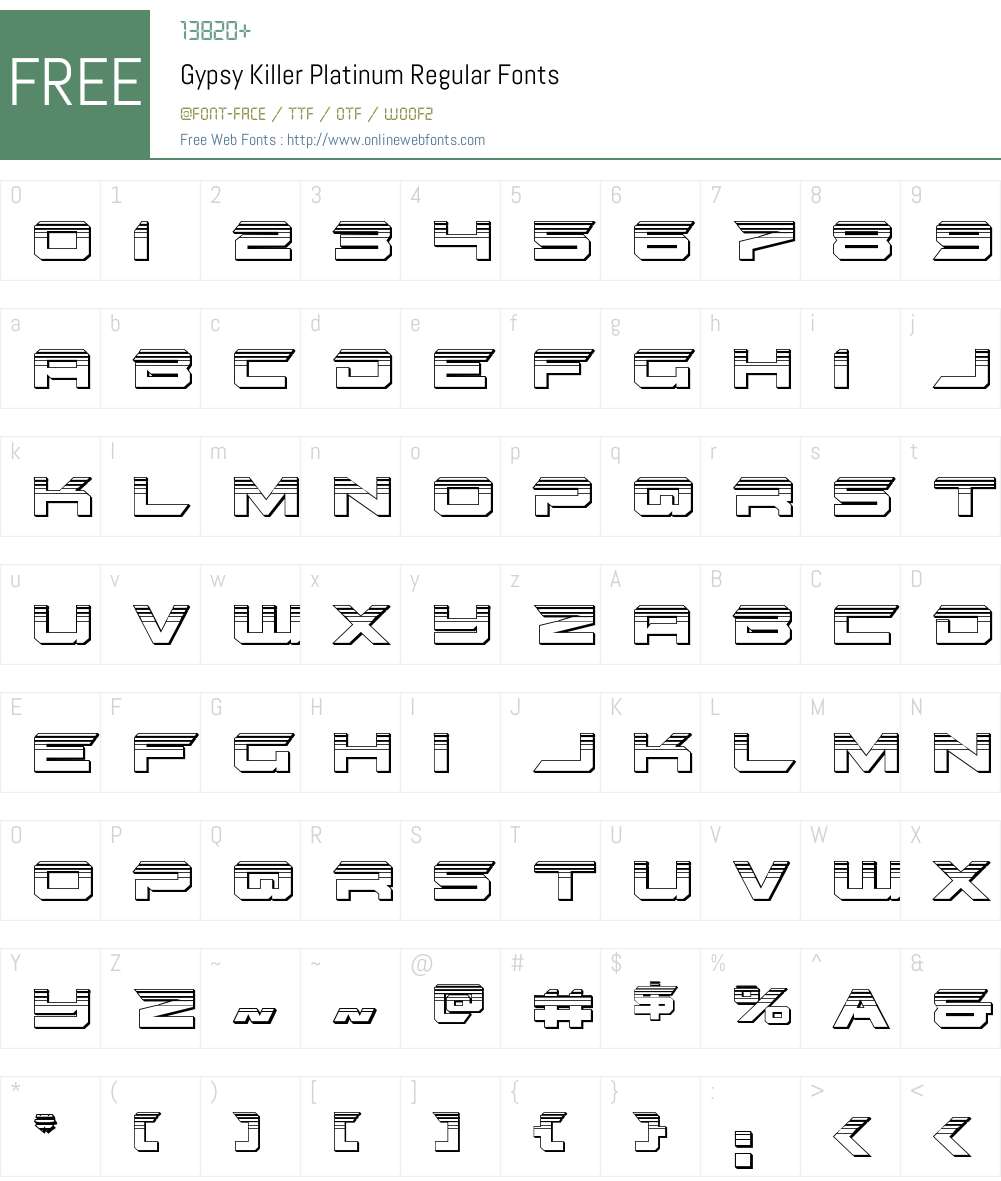 Gypsy Killer Platinum Font Screenshots