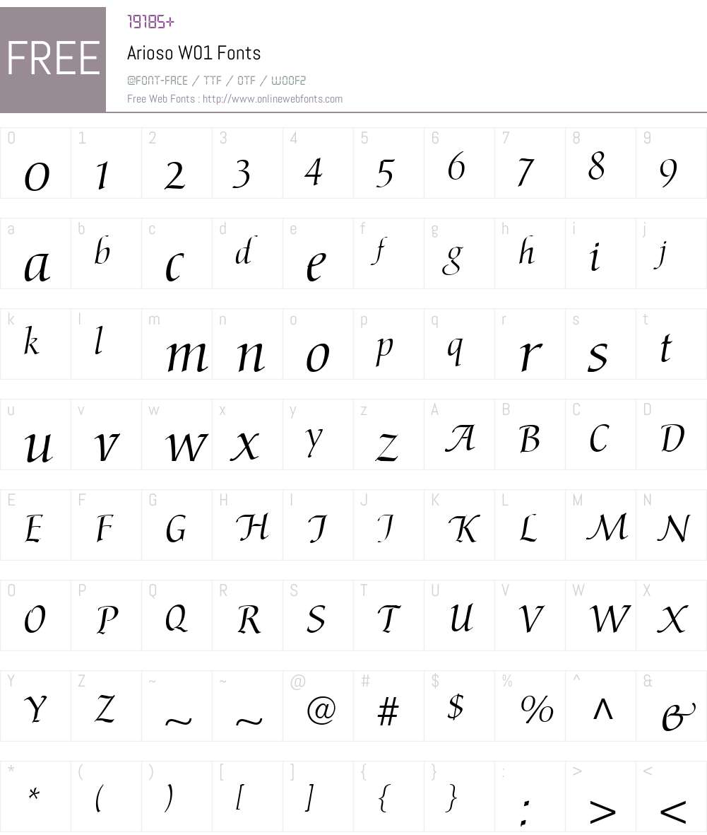 AriosoW01 Font Screenshots