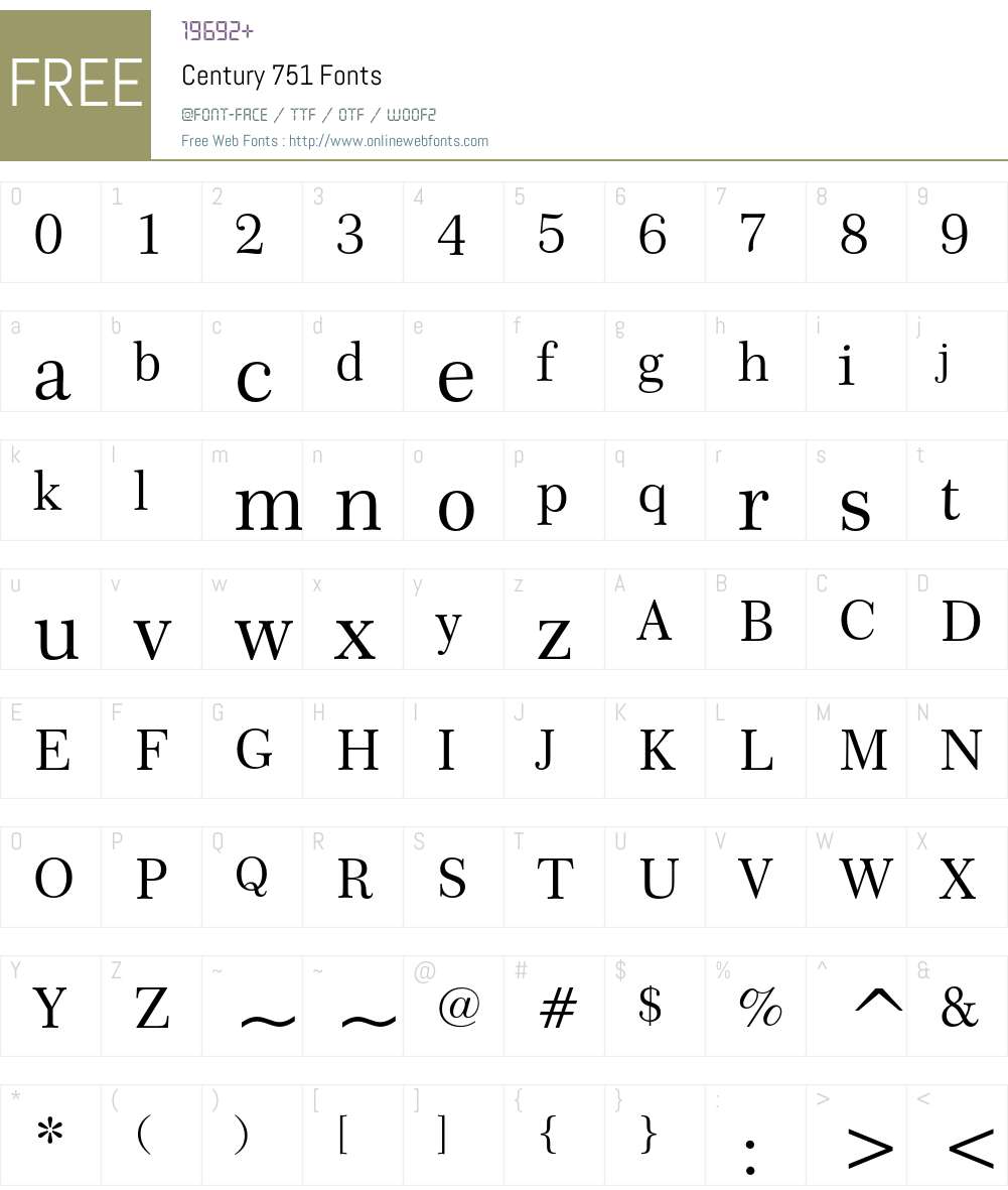 Century 751 Font Screenshots