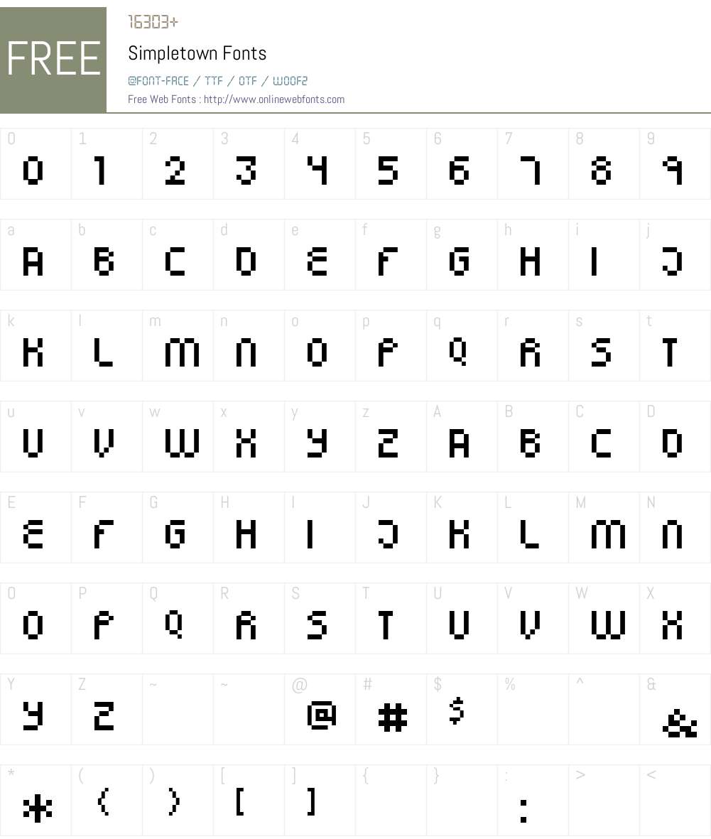 Simpletown Font Screenshots