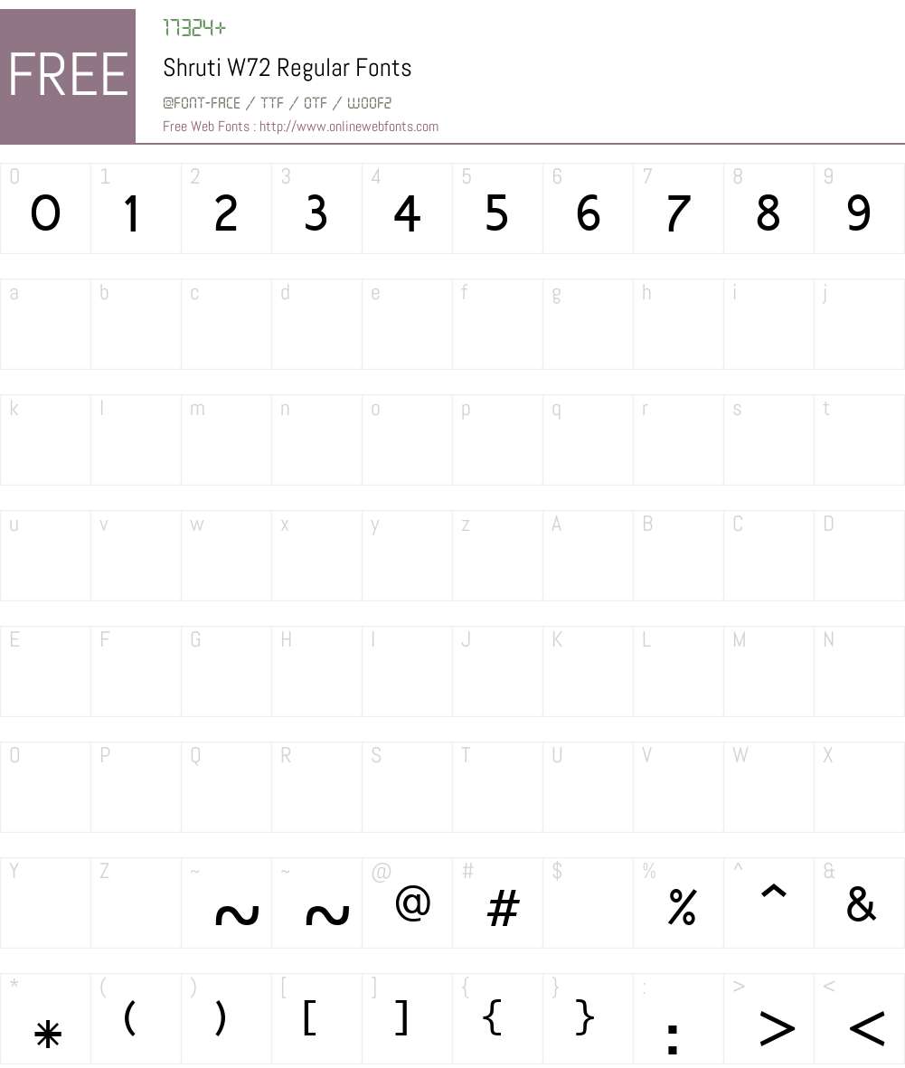 ShrutiW72-Regular Font Screenshots