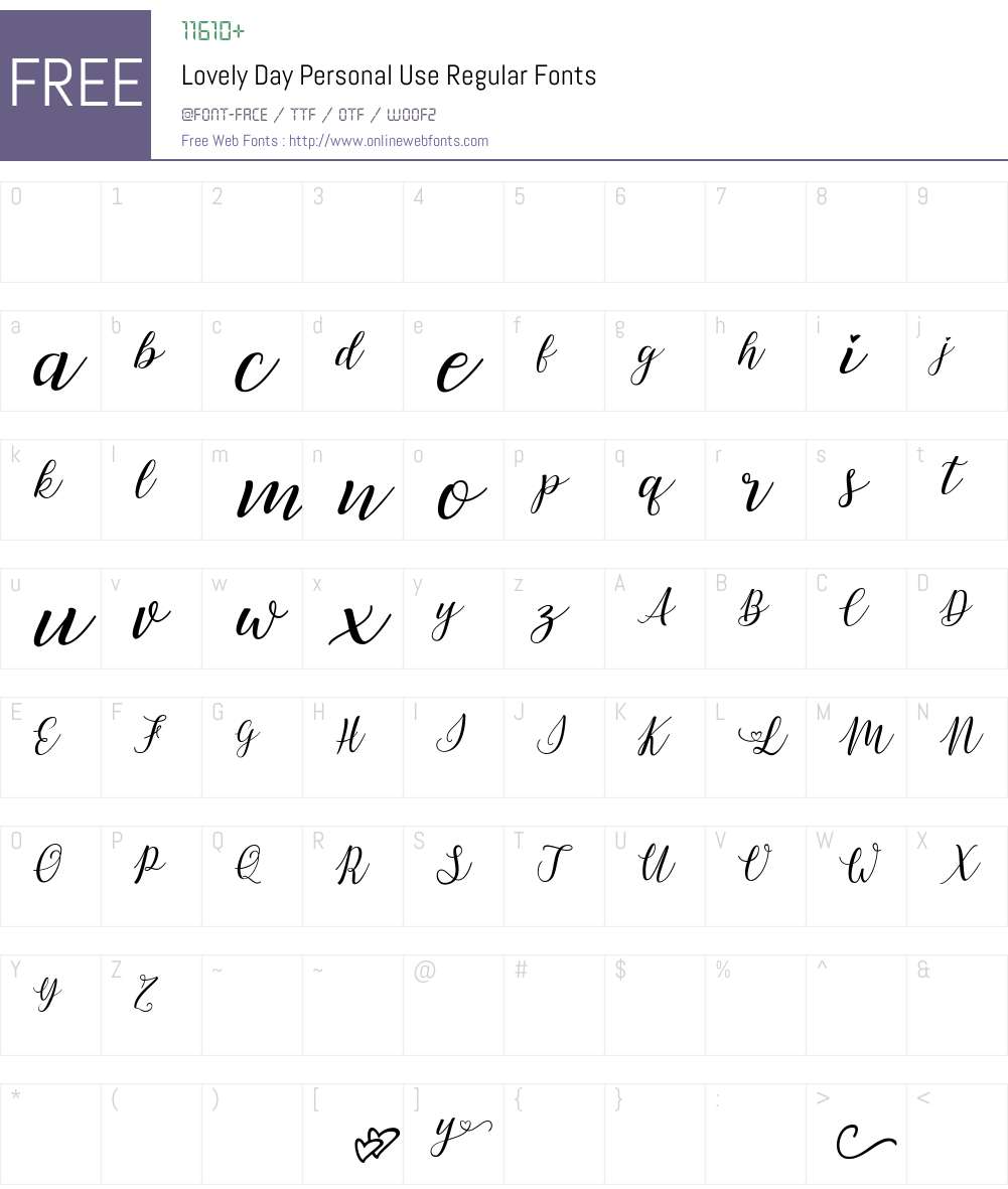 Lovely Day Personal Use Regular 1.000 Fonts Free Download ...