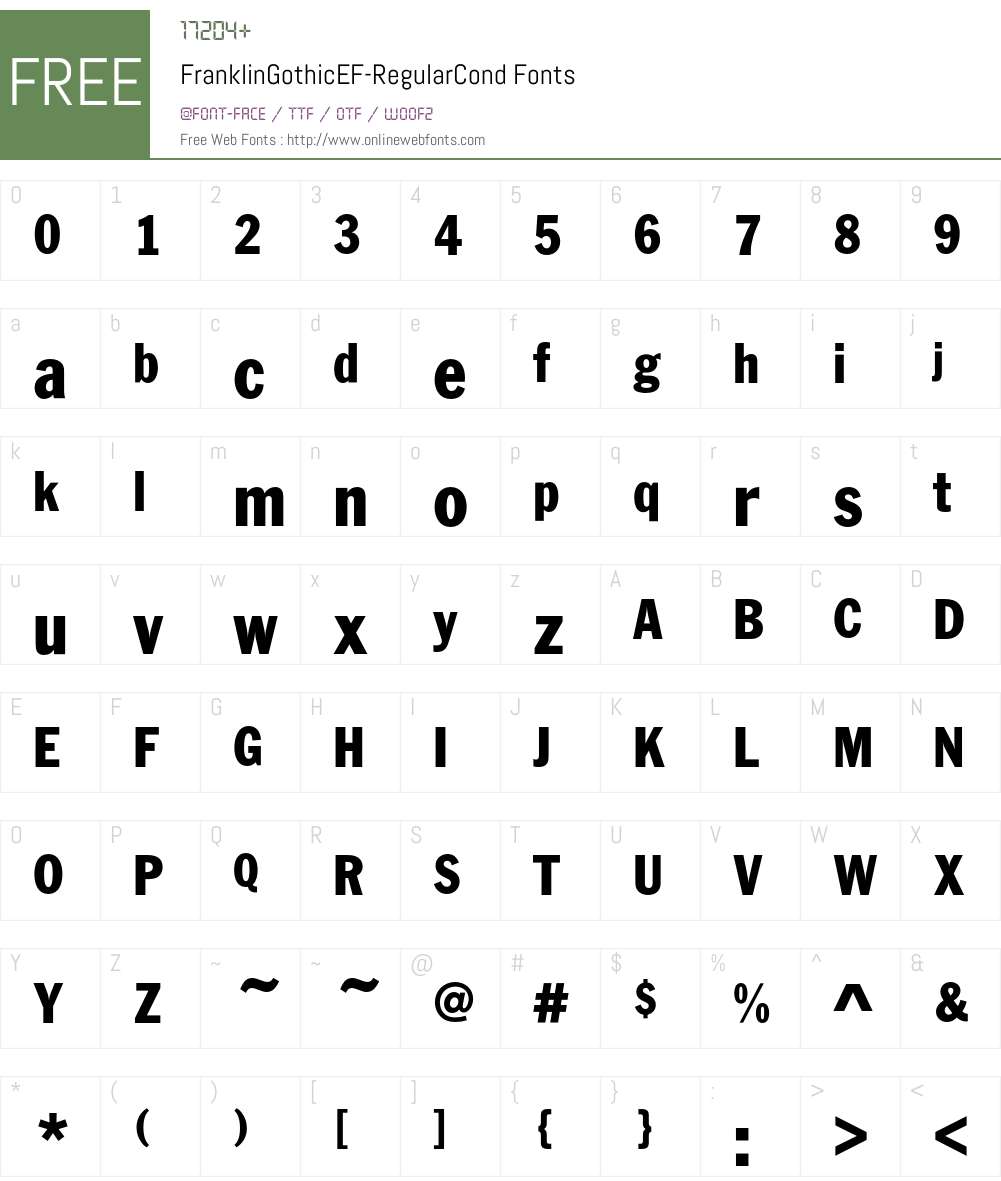 FranklinGothicEF Font Screenshots