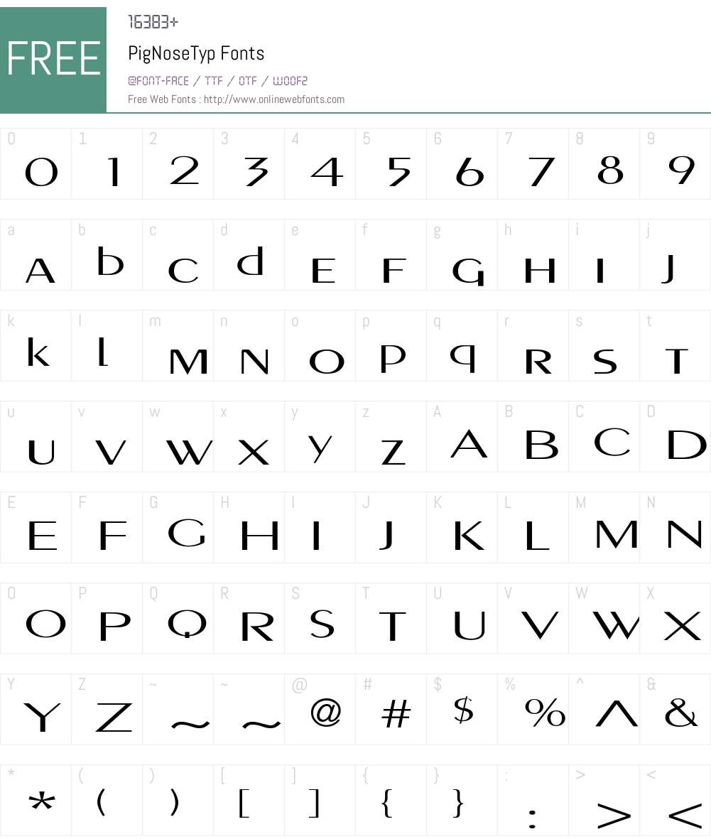 PigNoseTyp Font Screenshots