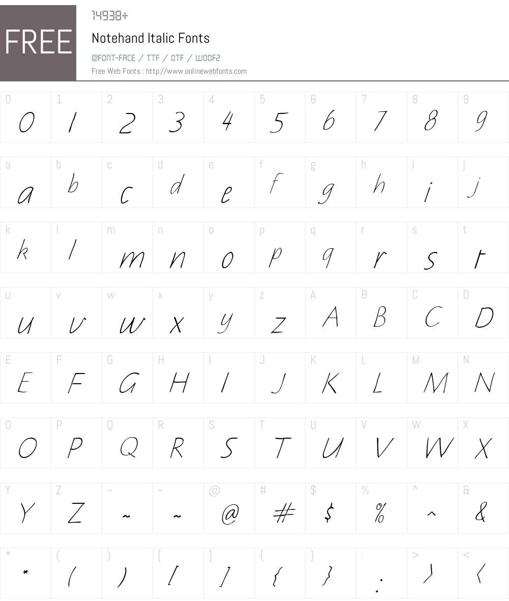 Notehand Font Screenshots
