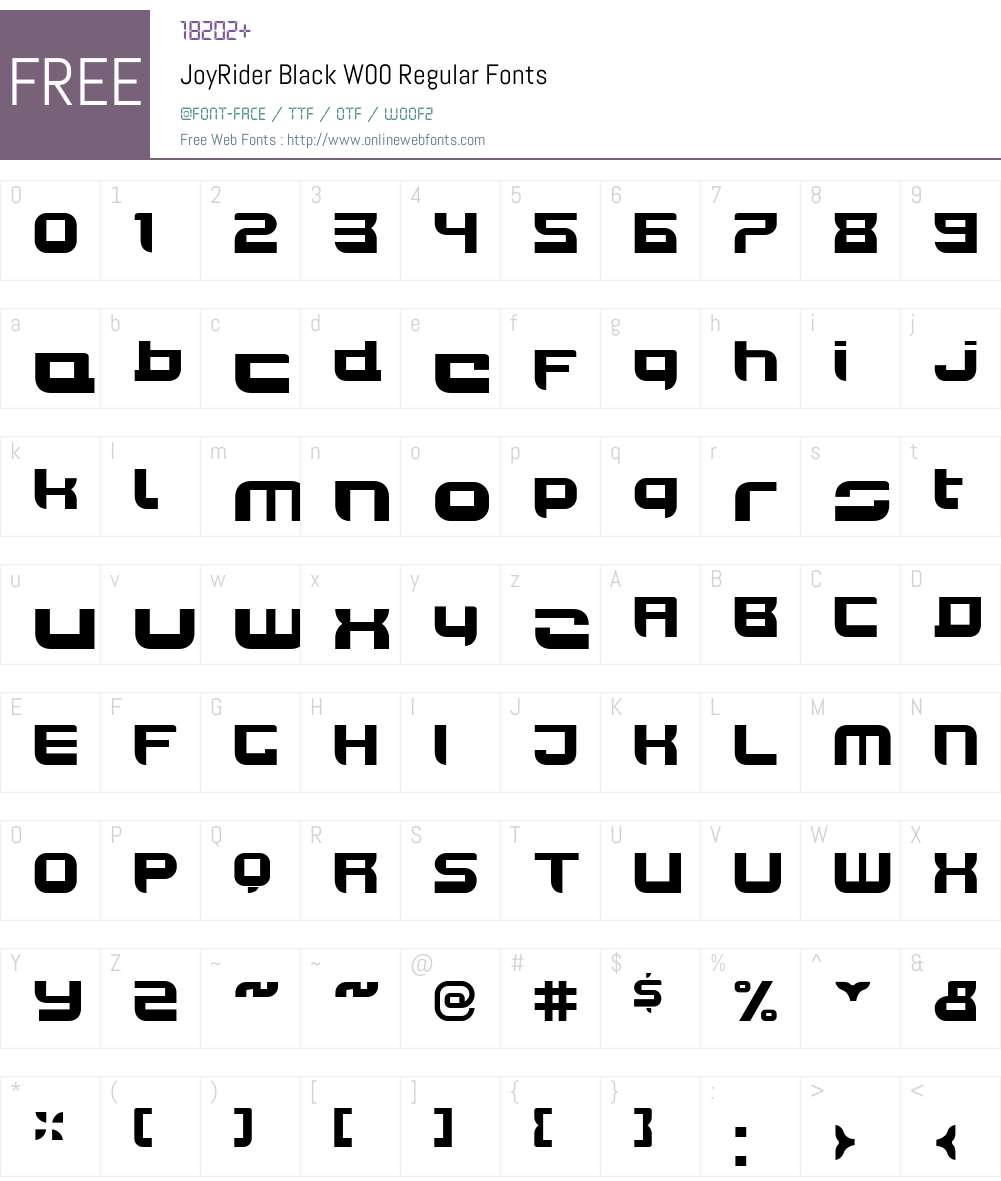 JoyRiderBlackW00-Regular Font Screenshots