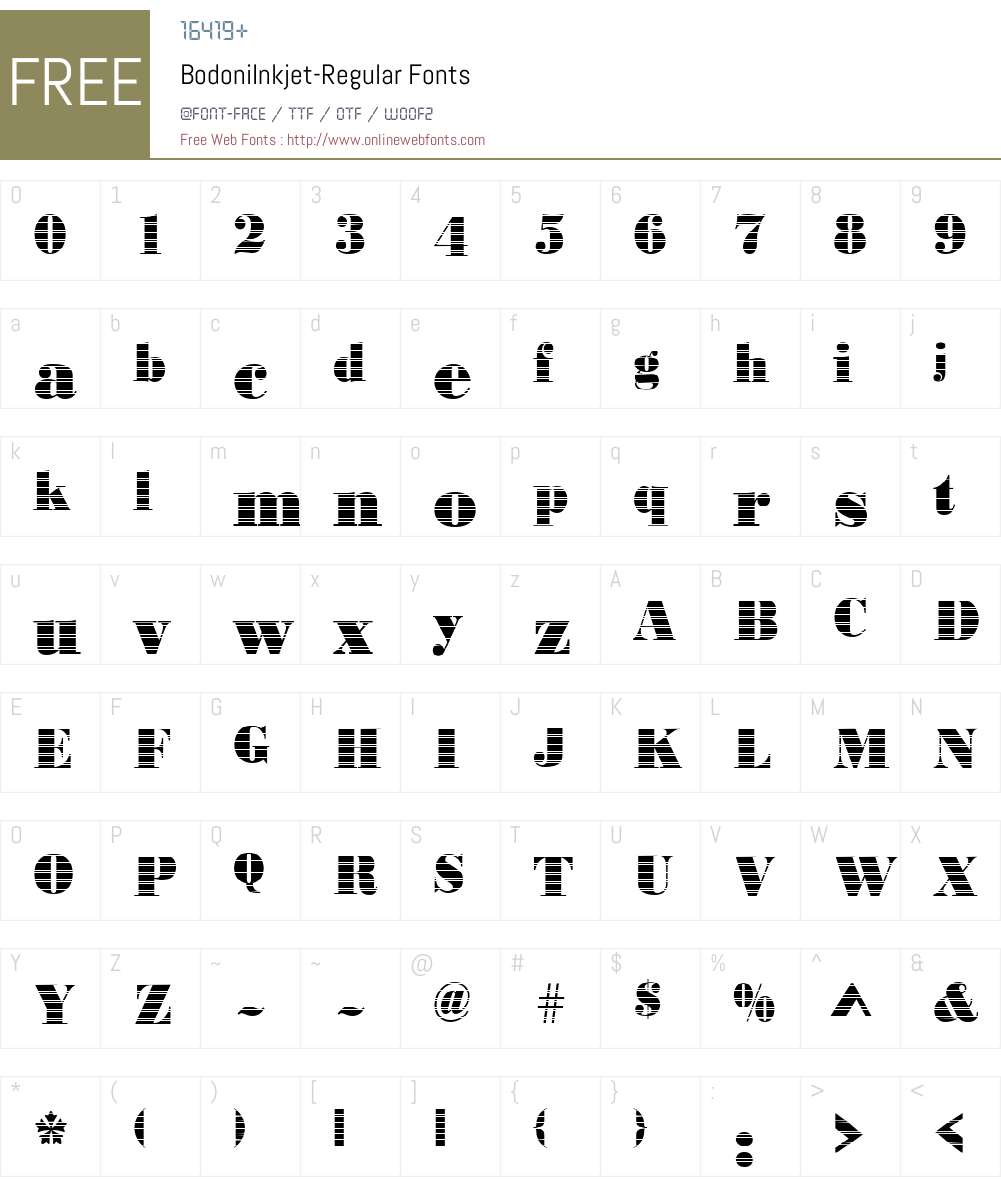 BodoniInkjet Font Screenshots