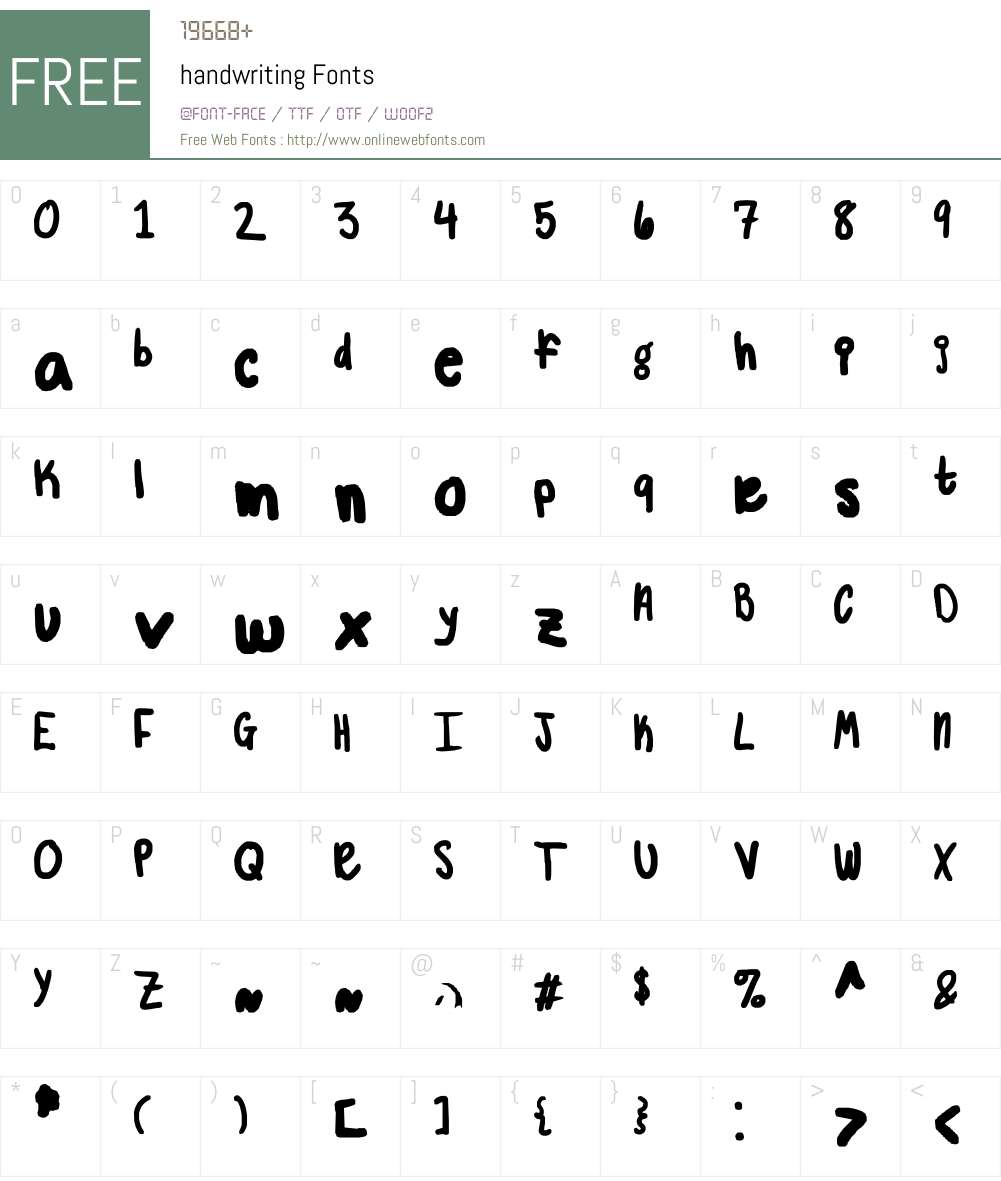 handwriting Font Screenshots