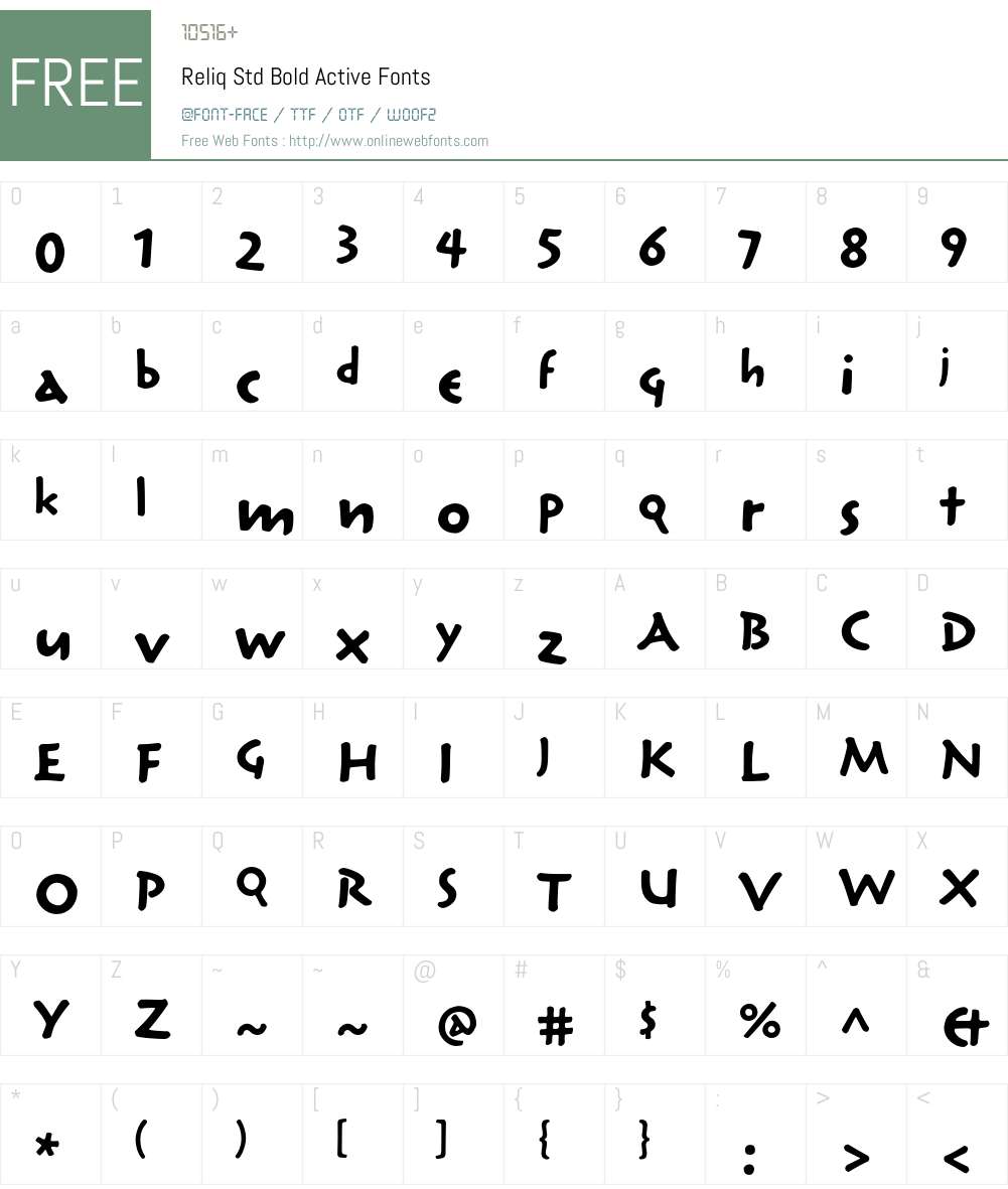 Reliq Std Font Screenshots