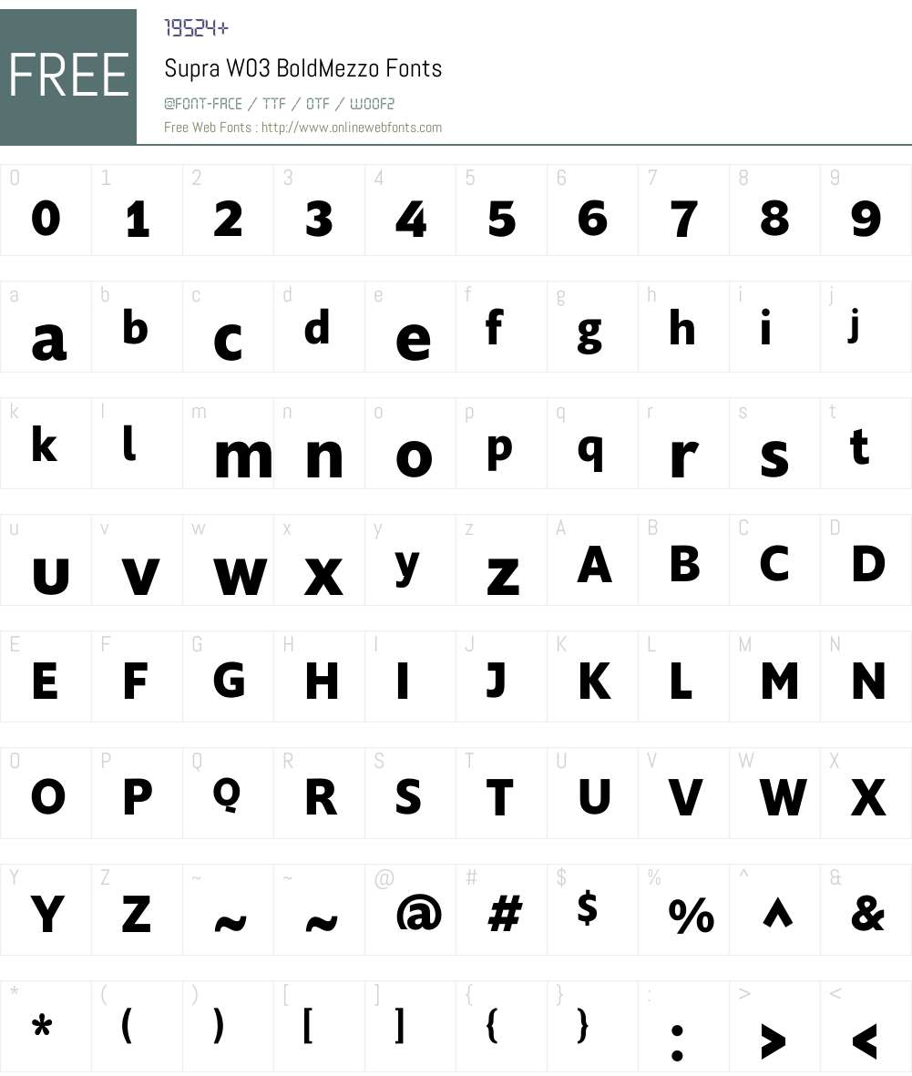 Supra Mezzo Font Screenshots