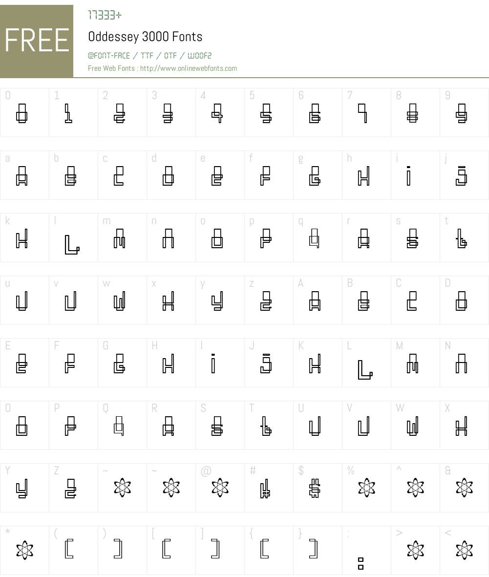 Oddessey 3000 Font Screenshots