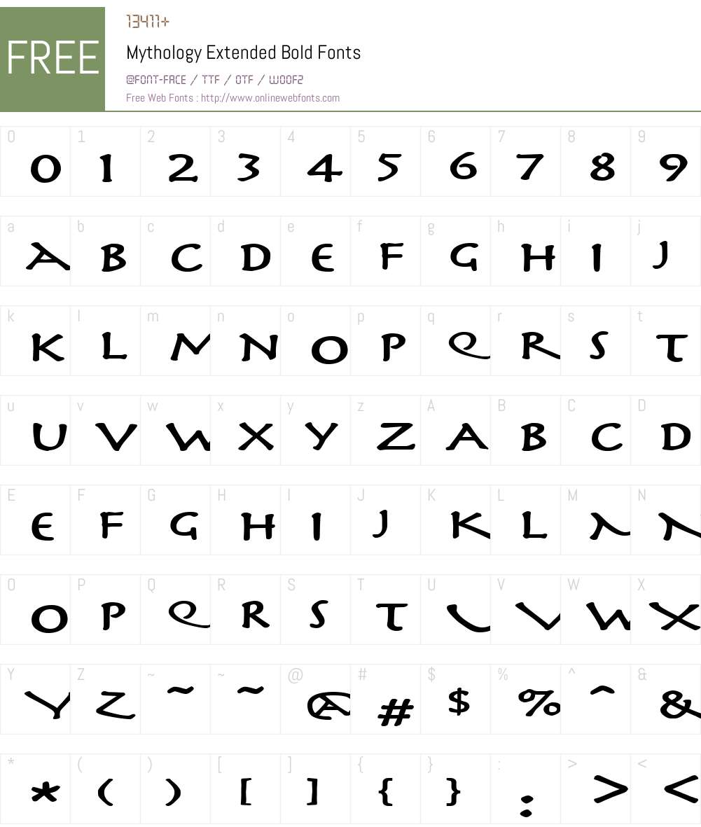 Mythology Extended Font Screenshots